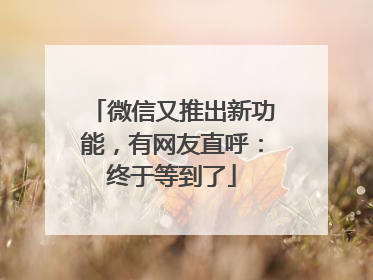 微信又推出新功能，有网友直呼：终于等到了